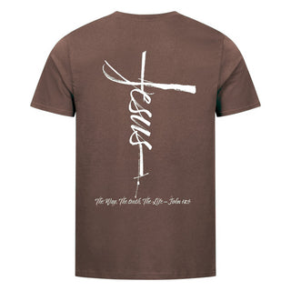 Jesus Cross Shirt BackPrint Braun