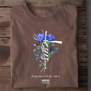 Jesus Cross Flower Unisex Shirt Braun