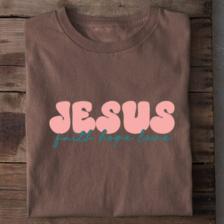 Jesus faith hope love Shirt Braun