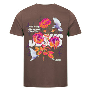 Jesus Flower Shirt Backprint Braun