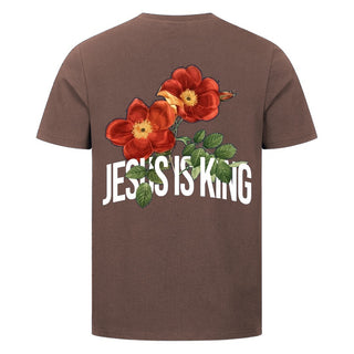 Jesus is King Flower Shirt Backprint Braun