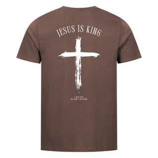 Jesus is King minimalistic Shirt Backprint Braun