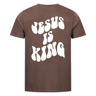 Jesus is King Schrift Shirt Backprint Braun