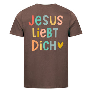 Jesus liebt dich - Cute Shirt Backprint Braun