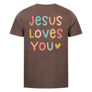 Jesus loves you pastell Shirt Backprint Braun