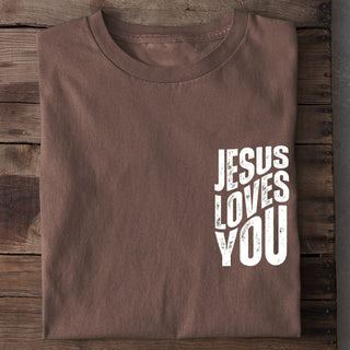 jesus loves you Shirt Braun