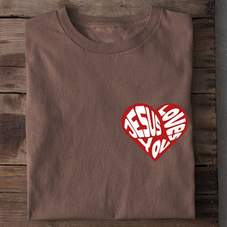 Jesus loves you red heart Shirt Braun