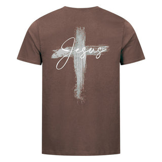 Jesus painted Cross Shirt Backprint Braun