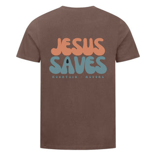 Jesus Saves Shirt Backprint Braun