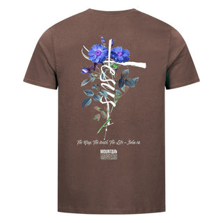 Jesus Cross Flower Unisex Shirt BackPrint Braun
