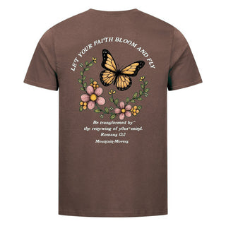 Let your Faith Bloom and Fly Shirt Front & Back Braun