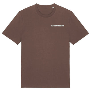Minimalistisches All Glory To Jesus Shirt Braun