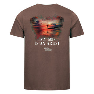 My God is an Artist  Shirt Backprint Braun