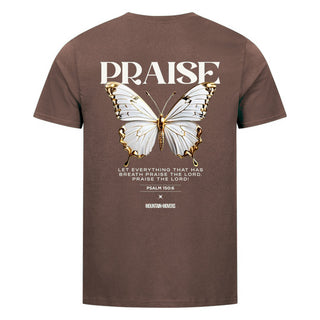 Praise the Lord Butterfly Shirt BackPrint Braun