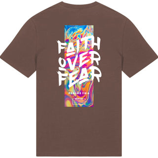 Faith over Fear Streetwear Shirt BackPrint Braun