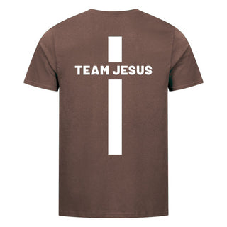 Team Jesus Shirt Backprint and Frontprint Braun