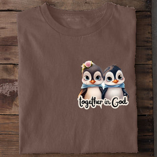 Together in God Pinguin T-Shirt Braun