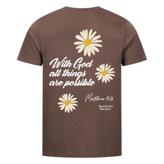 With God Flower Shirt BackPrint Braun