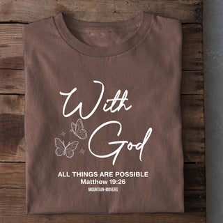 WITH GOD Shirt Braun
