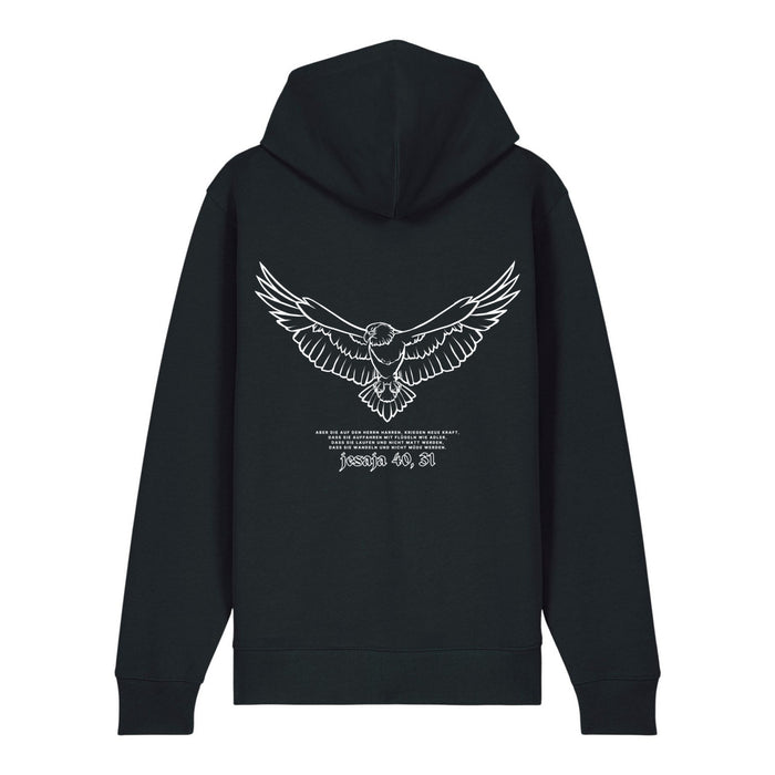 Adler Jesaja 40,31 Zipper Hoodie Backprint