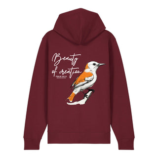 Beauty of creation Zipper Hoodie Backprint, Burgunder, Rückseite, Mountain Movers christliche Streetwear