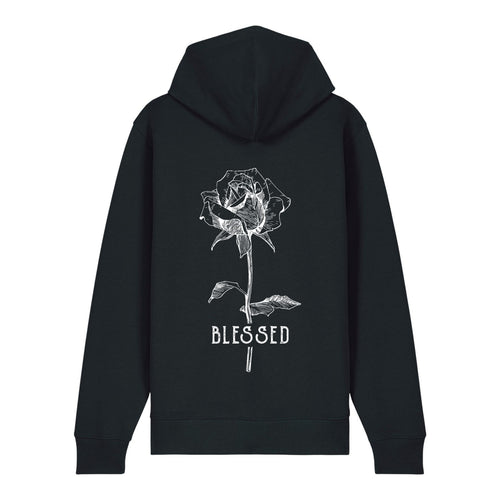 Blessed Rose Zipper Hoodie Backprint