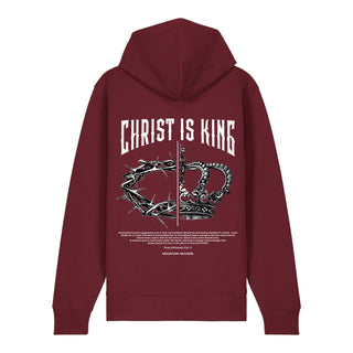 Christ is King Zipper Hoodie Backprint, Burgunder, Rückseite, Mountain Movers christliche Streetwear