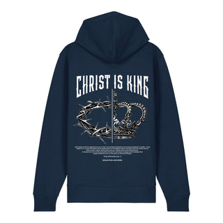 Christ is King Zipper Hoodie Backprint, Navy, Rückseite, Mountain Movers christliche Streetwear