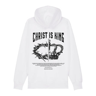 Christ is King Zipper Hoodie Backprint, Weiß, Rückseite, Mountain Movers christliche Streetwear
