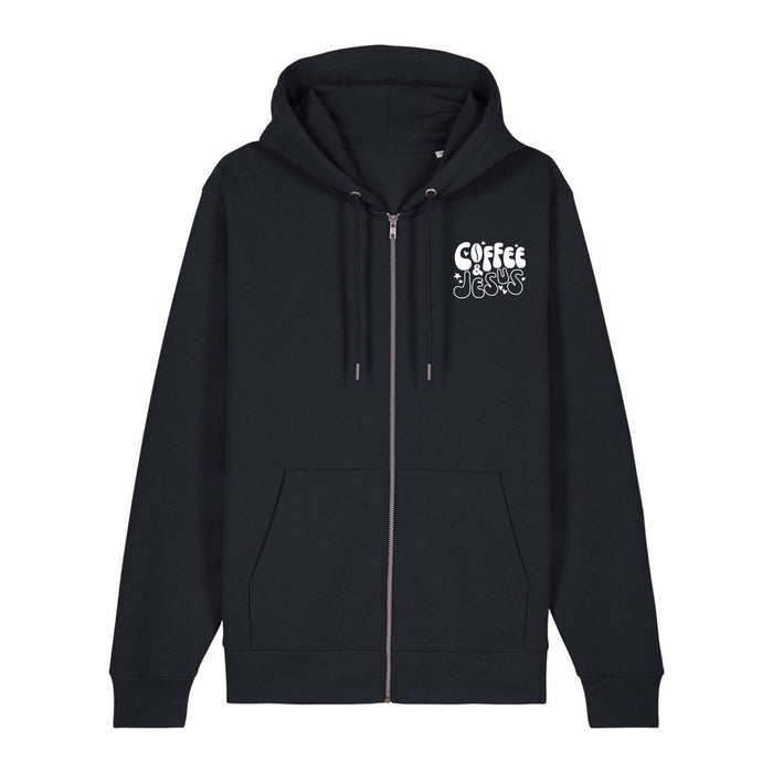 Coffee and Jesus Hearts Brown Zipper Hoodie