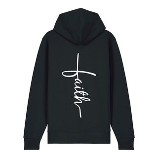 Faith Cross Zipper Hoodie Backprint, Schwarz, Rückseite, Mountain Movers christliche Streetwear