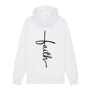 Faith Cross Zipper Hoodie Backprint, Weiß, Rückseite, Mountain Movers christliche Streetwear
