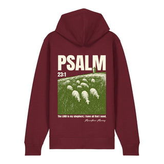 Faith & Trust in God Zipper Hoodie Backprint, Burgunder, Rückseite, Mountain Movers christliche Streetwear