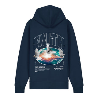 Faith Zipper Hoodie Backprint, Navy, Rückseite, Mountain Movers christliche Streetwear