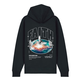 Faith Zipper Hoodie Backprint, Schwarz, Rückseite, Mountain Movers christliche Streetwear