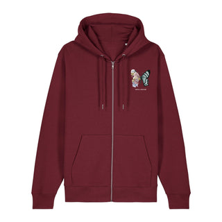 God is a creator Zipper Hoodie, Burgunder, Vorderseite, Mountain Movers christliche Streetwear