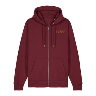 Golden love Zipper Hoodie, Burgunder, Vorderseite, Mountain Movers christliche Streetwear