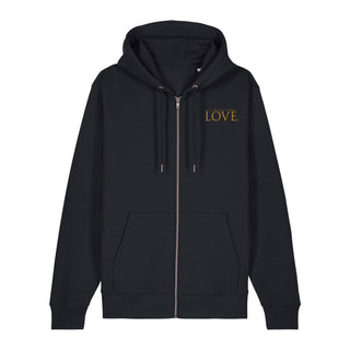 Golden love Zipper Hoodie, Schwarz, Vorderseite, Mountain Movers christliche Streetwear