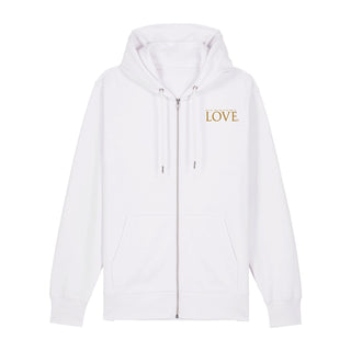 Golden love Zipper Hoodie, Weiß, Vorderseite, Mountain Movers christliche Streetwear