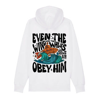 King Jesus Christ Zipper Hoodie Backprint, Weiß, Rückseite, Mountain Movers christliche Streetwear