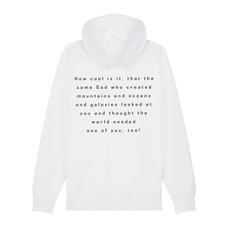 How cool Zipper Hoodie, Weiß, Rückseite, Mountain Movers christliche Streetwear