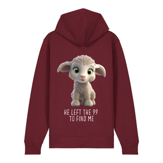 Left the 99 Sheep Zipper Hoodie Backprint, Burgunder, Rückseite, Mountain Movers christliche Streetwear