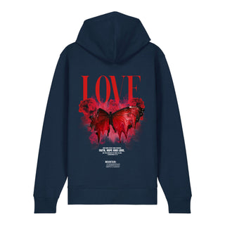 Love Streetwear Zipper Hoodie Backprint, Navy, Rückseite, Mountain Movers christliche Streetwear