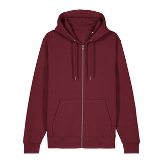 Mein Erlöser lebt Zipper Hoodie Backprint, Burgunder, Vorderseite, Mountain Movers christliche Streetwear