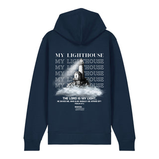 My Lighthouse Zipper Hoodie Backprint, Navy, Rückseite, Mountain Movers christliche Streetwear