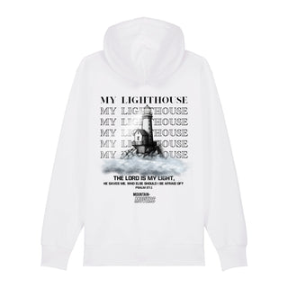 My Lighthouse Zipper Hoodie Backprint, Weiß, Rückseite, Mountain Movers christliche Streetwear