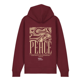 peace streetwear Zipper Hoodie Backprint, Burgunder, Rückseite, Mountain Movers christliche Streetwear