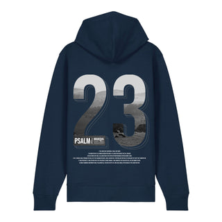 Psalm 23 Zipper Hoodie Backprint, Navy, Rückseite, Mountain Movers christliche Streetwear