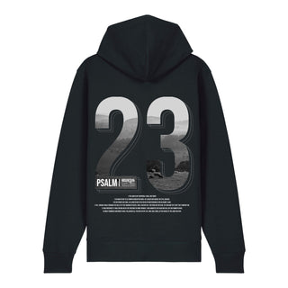 Psalm 23 Zipper Hoodie Backprint, Schwarz, Rückseite, Mountain Movers christliche Streetwear