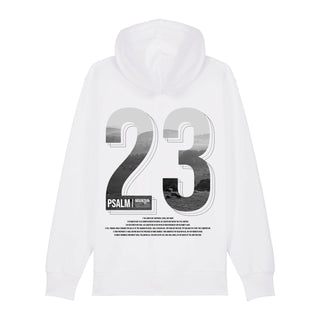 Psalm 23 Zipper Hoodie Backprint, Weiß, Rückseite, Mountain Movers christliche Streetwear